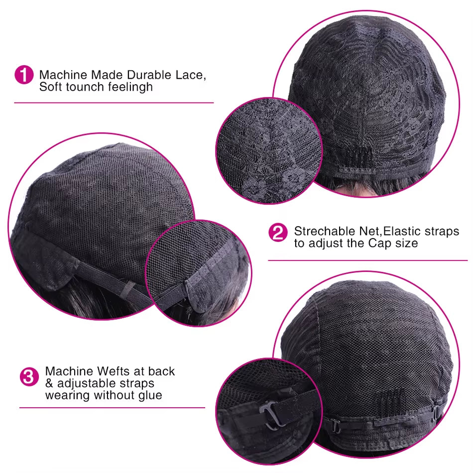 Short Human Wig Bob Wig Straight Wig Human Full Machine Wigs Remy Colored Human Hair Wigs Human Hair Wigs with Bangs Bang Wig